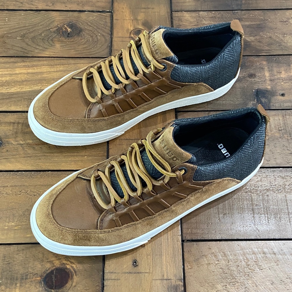 Tsubo Mens Brown‎ Leather Suede Herringbone Low Top Sneakers Size 9